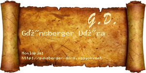 Günsberger Dóra névjegykártya